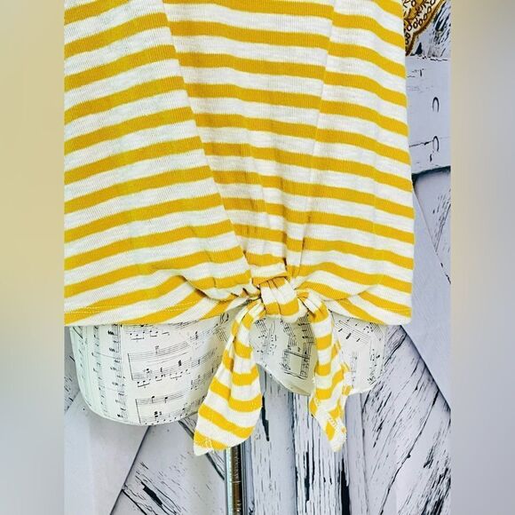 Eyeshadow Top Stripes & Flutter Sleeves Tie Waist L - Picture 4 of 8